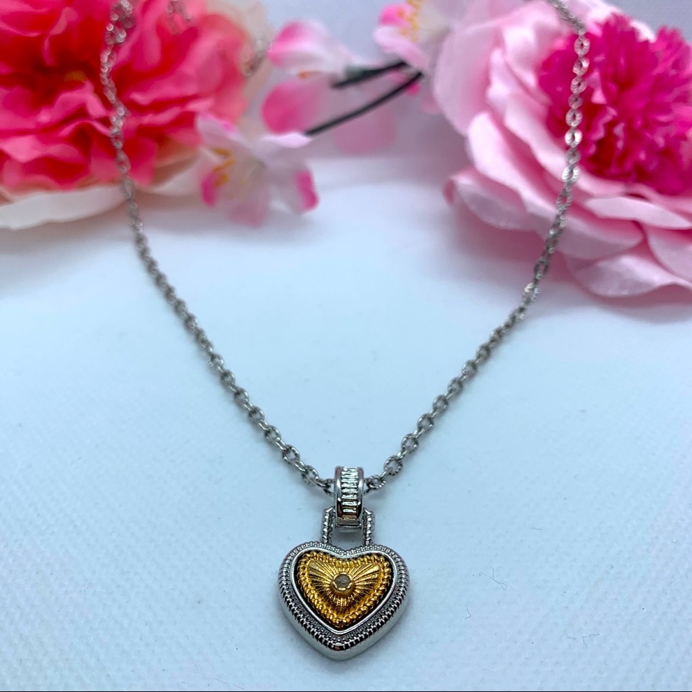 Silver and gold heart necklace